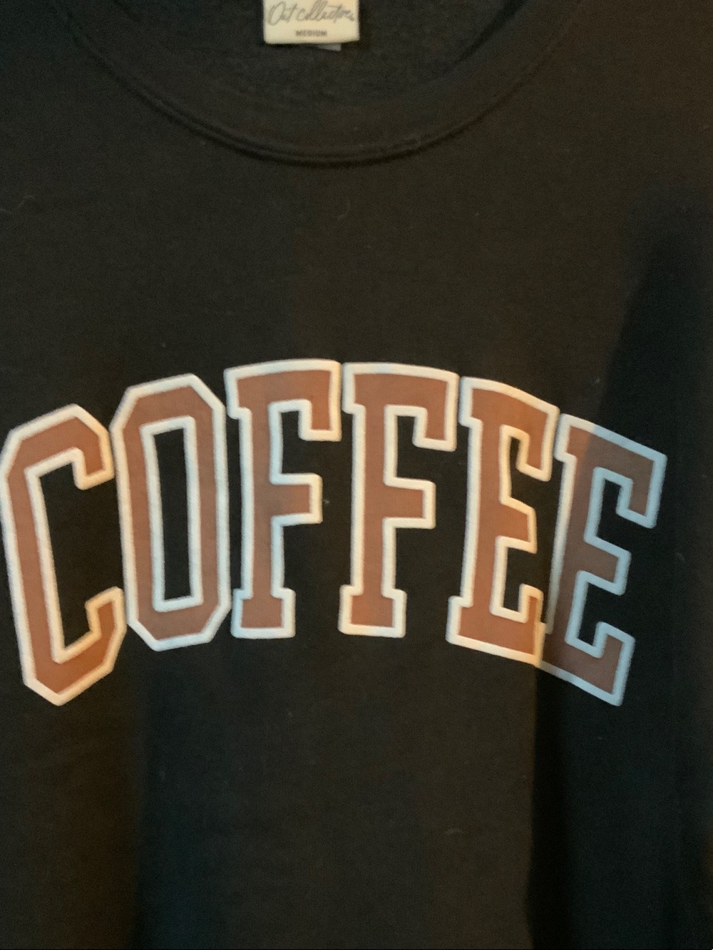 Artisan Black Sweatshirt with Brown and White COFFEE logo